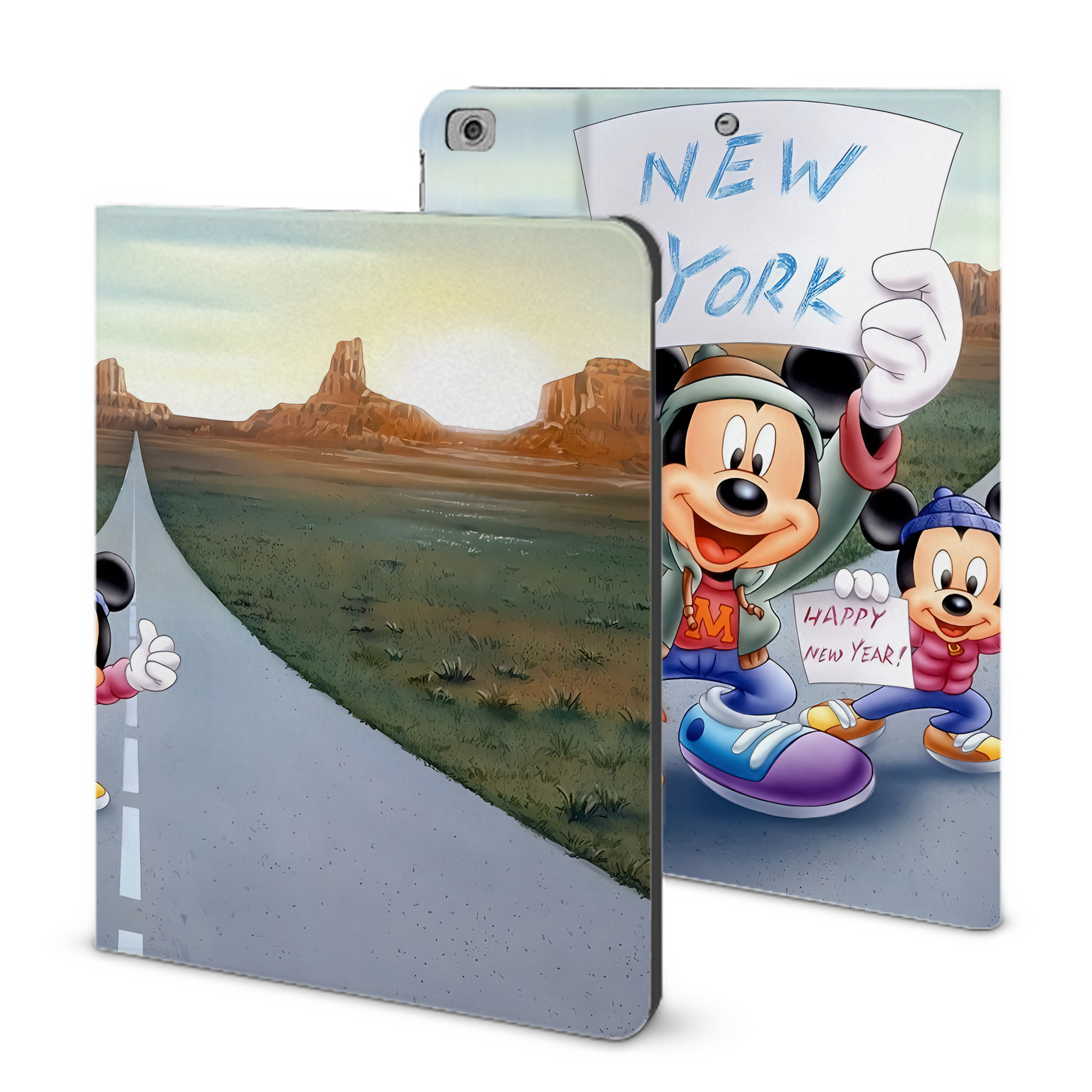 （画像用） ミッキーマウス Mickey Mouse IPad ケース ブック型 PUレザー TPU 耐衝撃 軽量 薄型 ペン収納なし 全面保護 IPad 各モデル対応